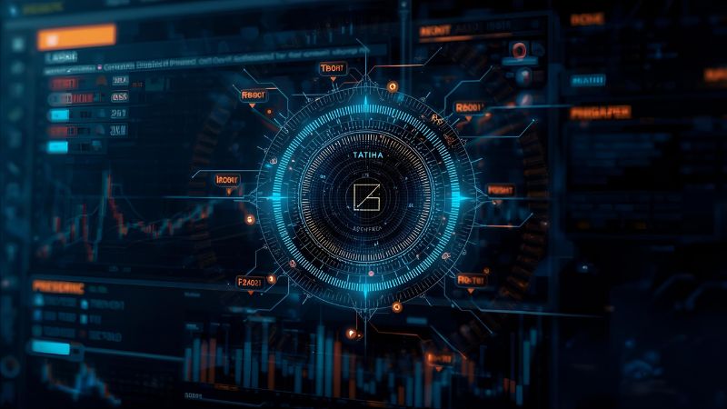 Futuristic trading interface, AI-driven investing dashboard